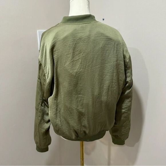 Love Tree Olive Green zip up Bomber jacket‎ size L - Picture 2 of 3